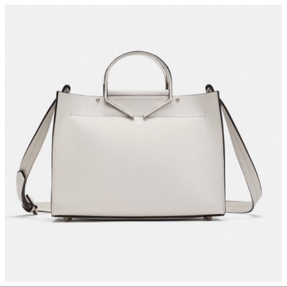 NWOT. Zara Mini Tote Bag with Metallic Handles. - Picture 1 of 8